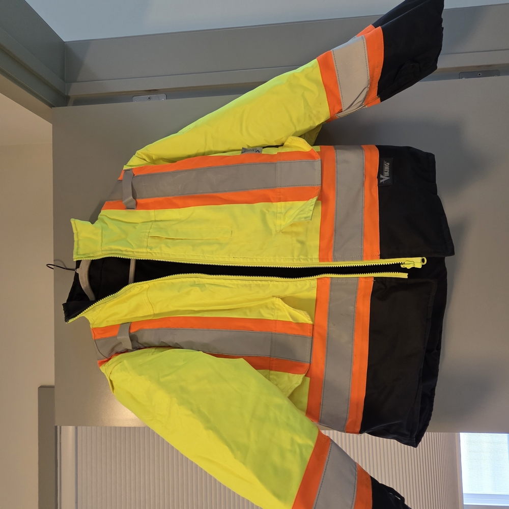 High-Visibility Yellow and Orange Windbreaker